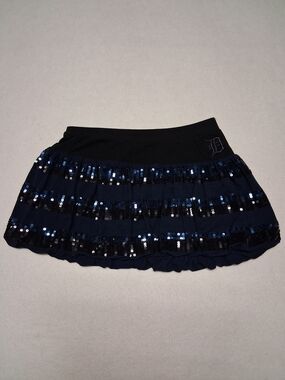 MLB Navy Blue Sequin Tiered Mini Skirt